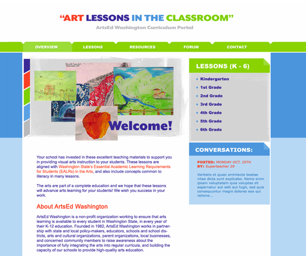 Art Lessons in the Classroom Portal Home Page, ArtsEd Washington Art Lessons in the Classroom Portal Home Page, ArtsEd Washington